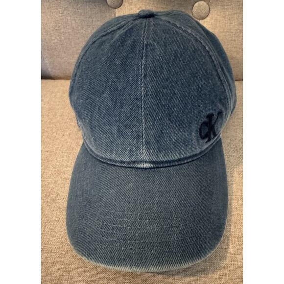Calvin Klein Washed Denim Blue Embroidered Logo Baseball Cap/Hat - Picture 1 of 6